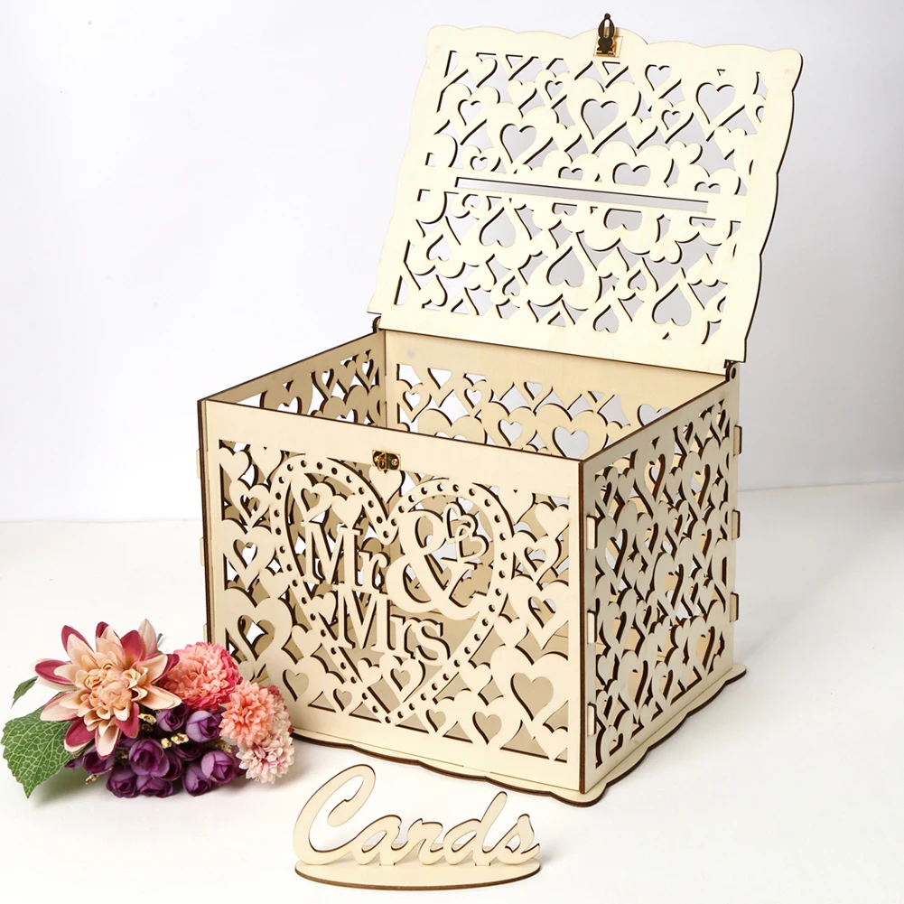Wedding Sutra - صندوق بطاقة زفاف خشبي ، بطاقات