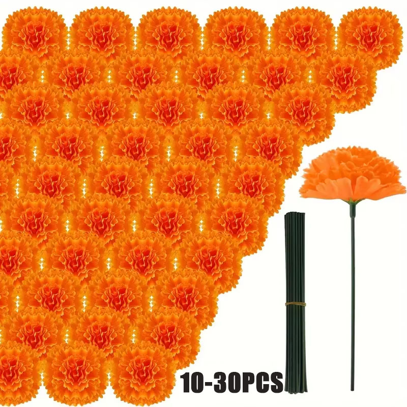 Indian Wedding Decor Supply - 10-30 قطعة من زهور القرنفل والماريجولد