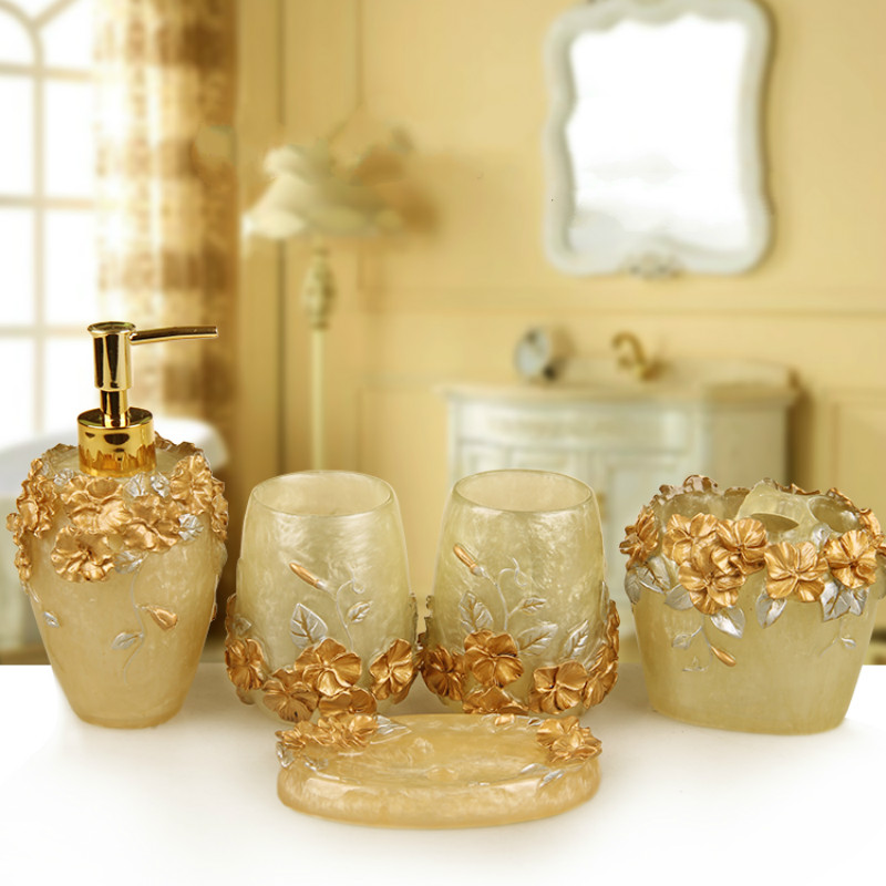 Wedding Bathroom Supply Kit - النمط الأوروبي النقش الراتنج طقم الحمام
