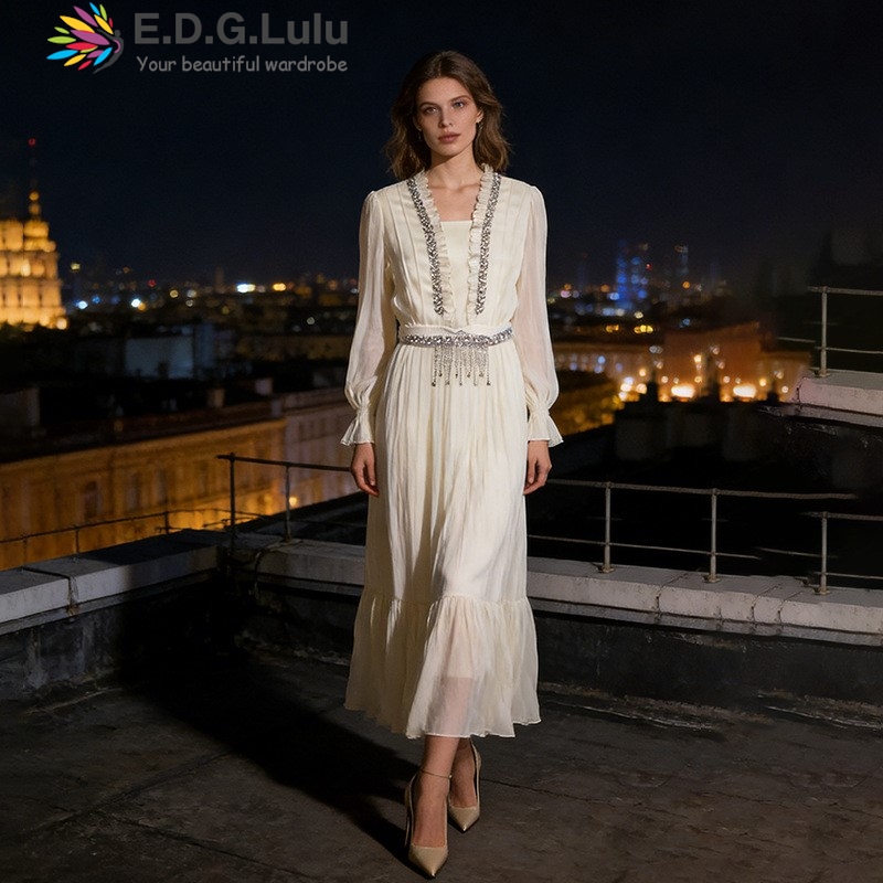 Wedding Lulu - EDGLuLu فستان طويل أنيق من الشيفون
