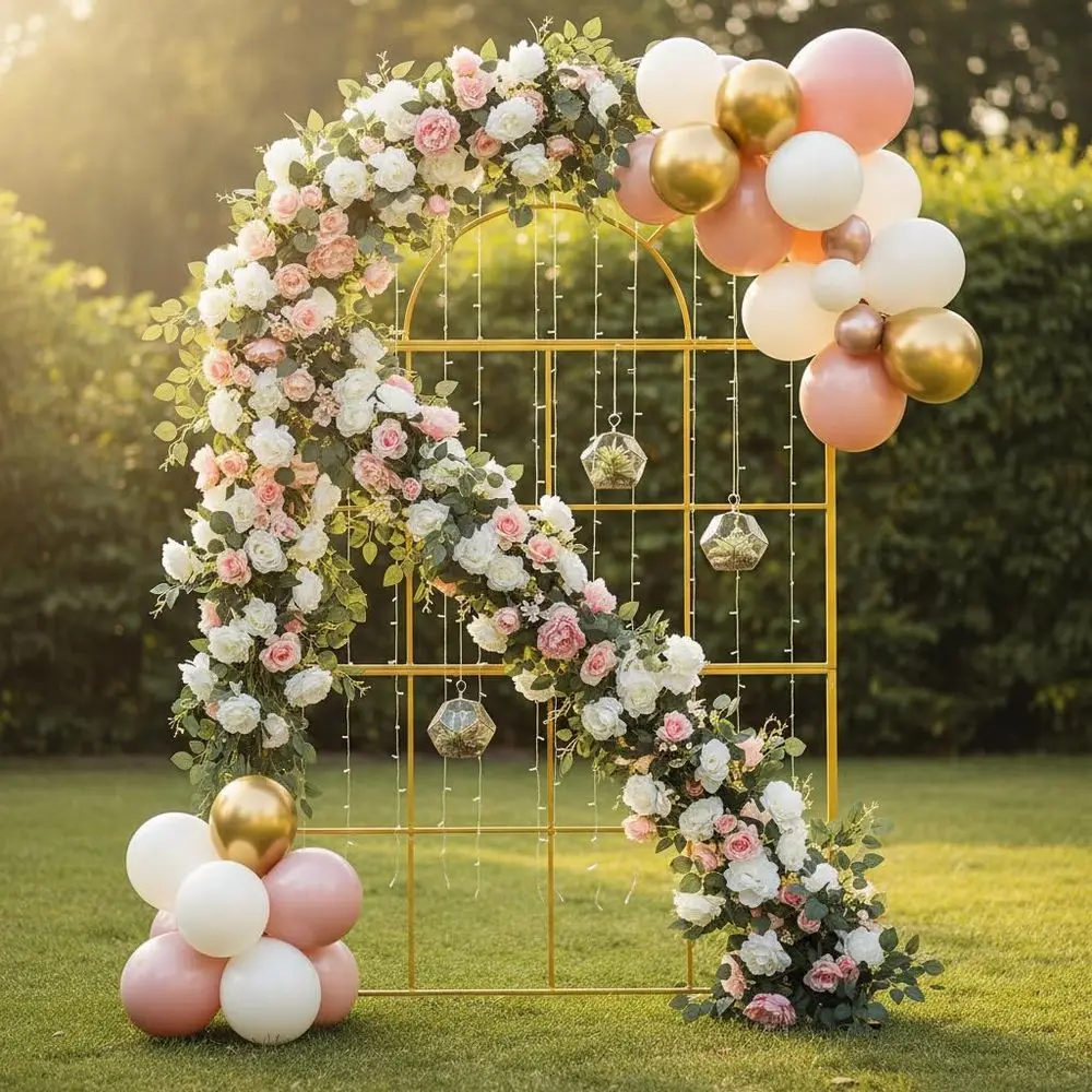 أقواس زفاف معدنية ذهبية، ديكور - مراجعة Wedding Balloon Arch وسعره