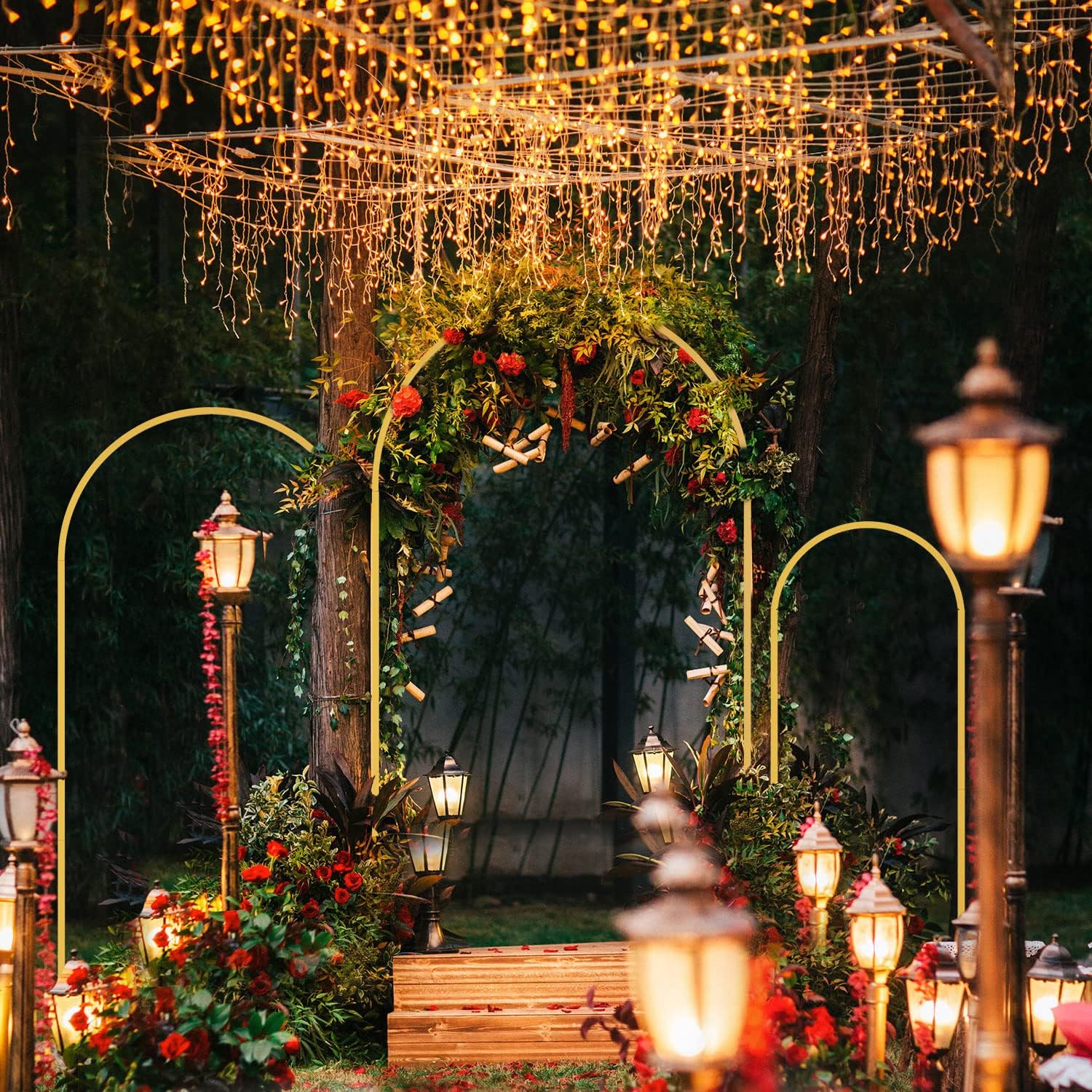 1 قطعة قوس معدني ذهبي خلفية حا - مراجعة Wedding Balloon Arch وسعره