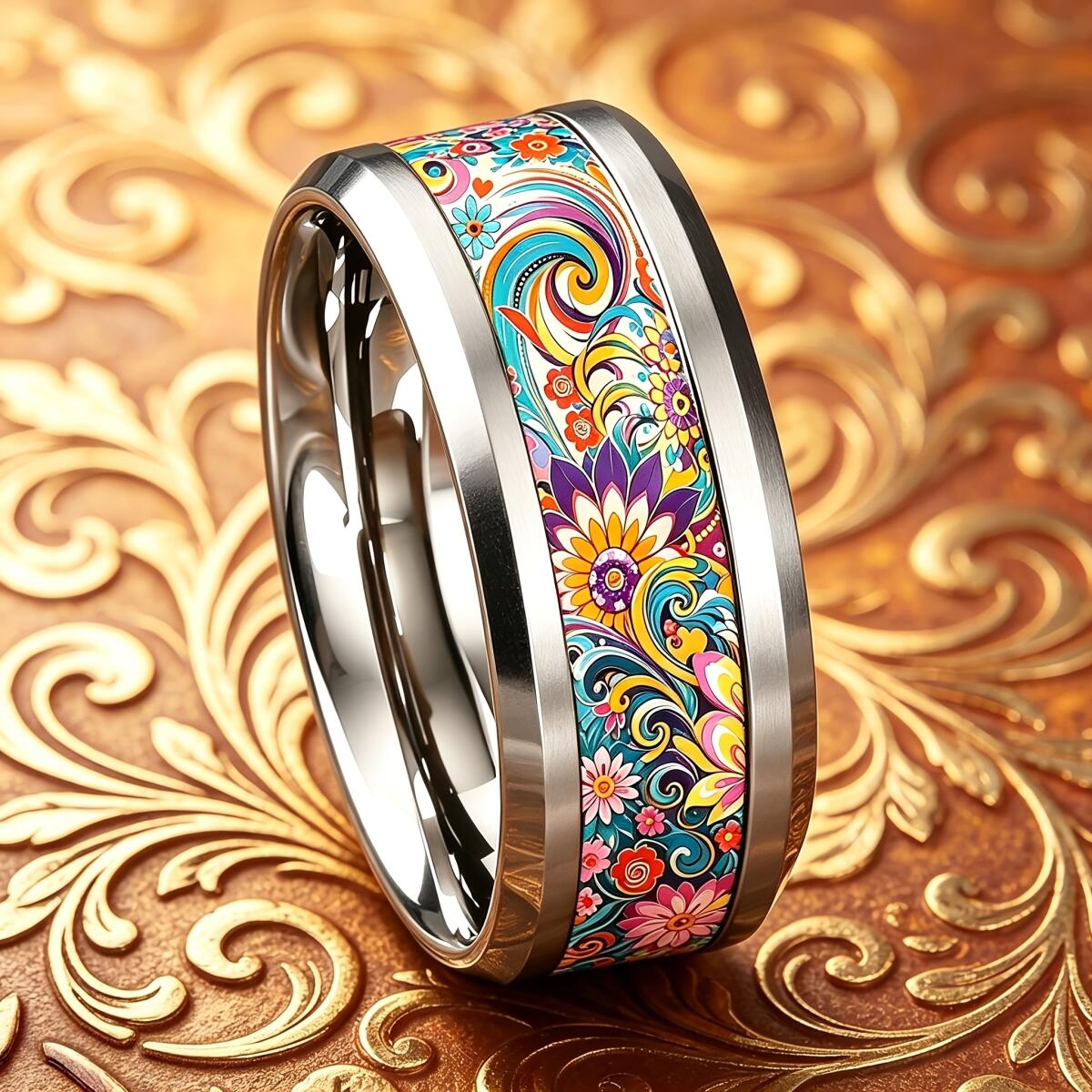 خاتم نسائي بوهيمي ملون بتصميم  - مراجعة Wedding Sutra وسعره