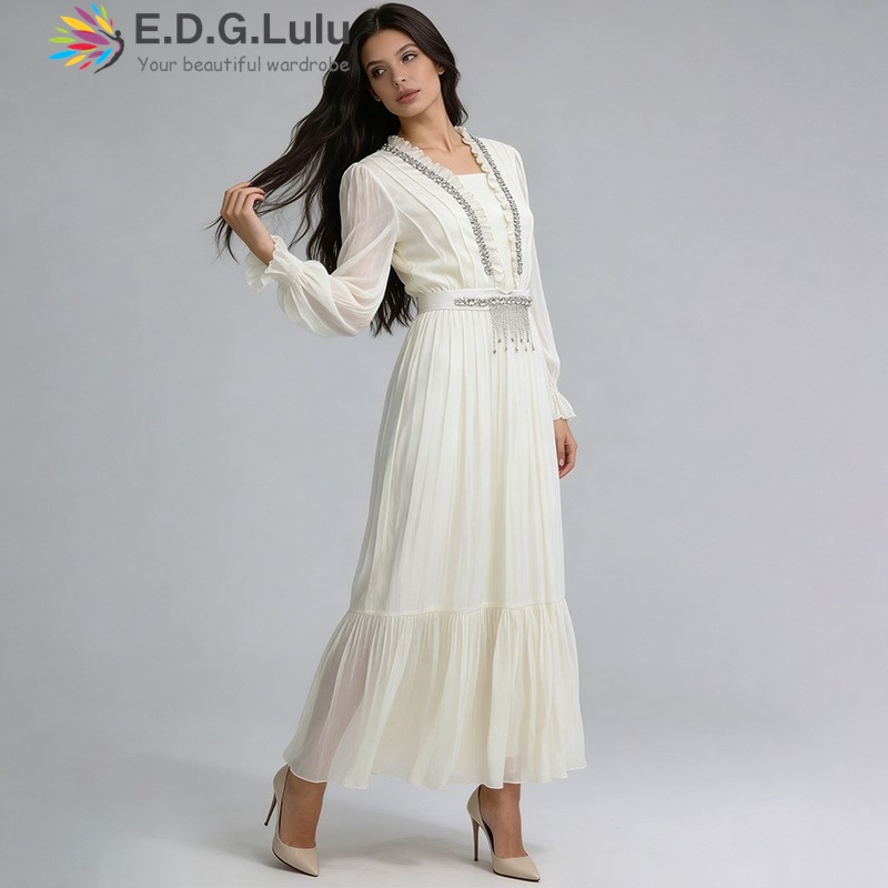 EDGLuLu فستان طويل أنيق من الش - مراجعة Wedding Lulu وسعره