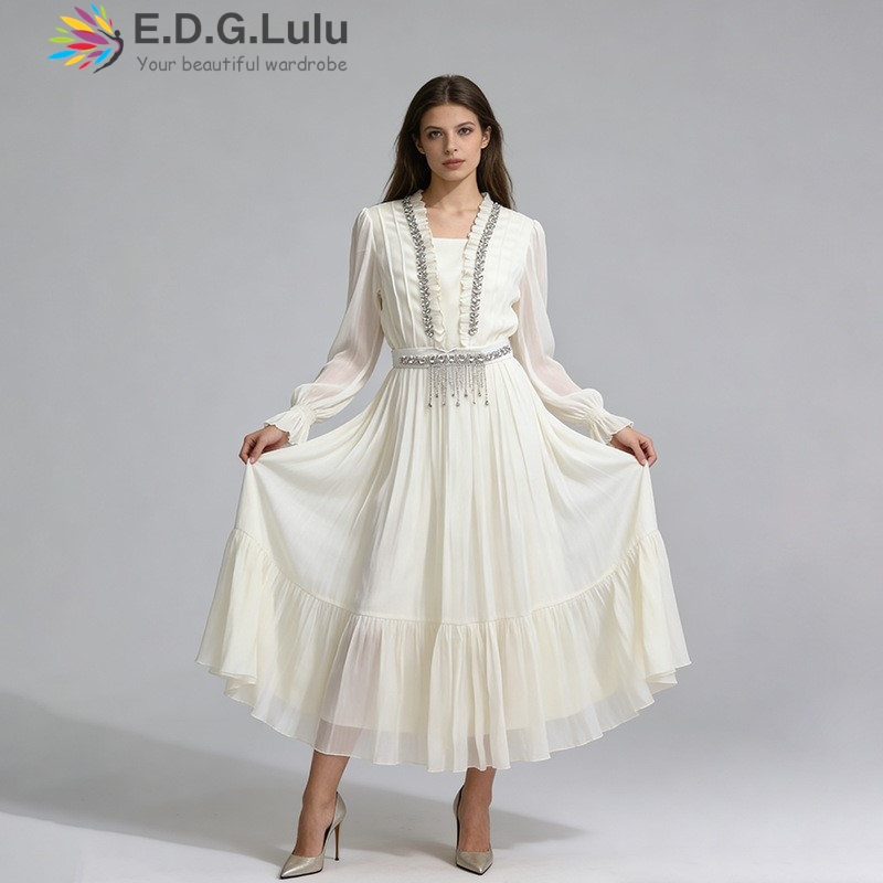EDGLuLu فستان طويل أنيق من الش - مراجعة Wedding Lulu وسعره